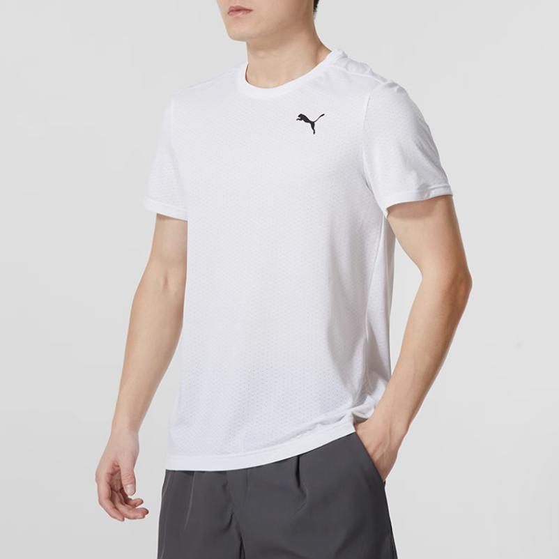 Puma Pull Imprimé Col Rond Décontracté T-Shirt Manches Courtes Homme Hauts Blanc 523002-02