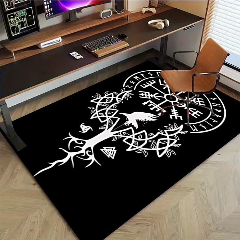 1 Stück Valknut Rabe Teppich Rutschfest Polyester Fußmatte für Büro.Schlafzimmer
