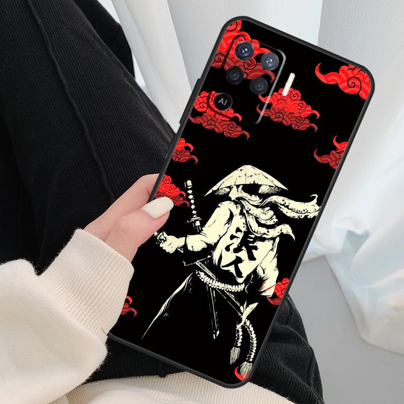 Japanese Samurai Warrior Case For Oppo A18 A38 A58 A78 A98 A80 A60 A40 A96 A76 A16 A94 A74 A54 A15 A17 A57 A77 A5 Pro