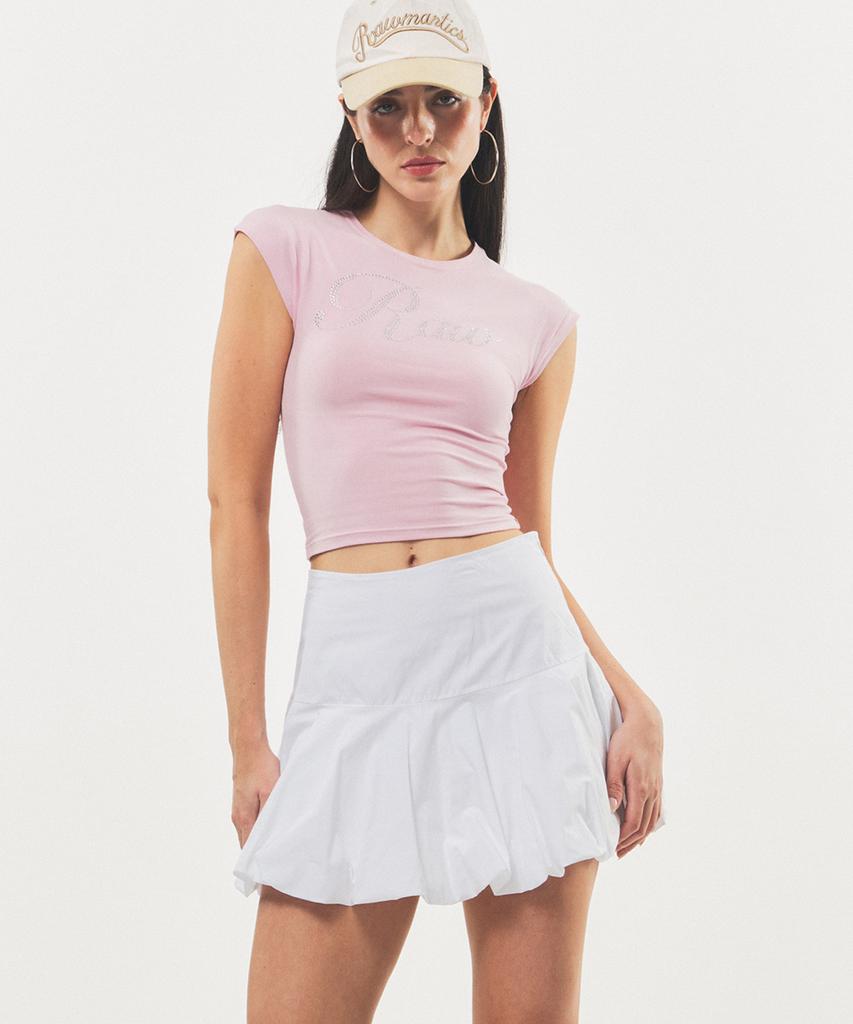 Romantics Balloon Fit Cotton Mini Skirt White