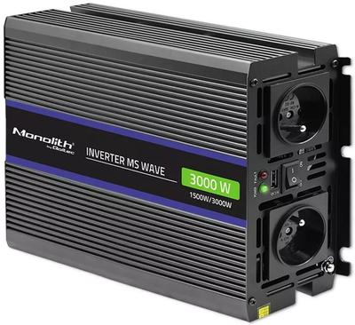 Qoltec Monolith 3000 MS Wave 1500 W/3000 W 12 V till 230 V Bilinverter (5901878519272)