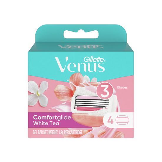Venus Comfortglide White Tea Razor Blades, 4 Pieces (Razor Compatible/Soap Bar Attached)