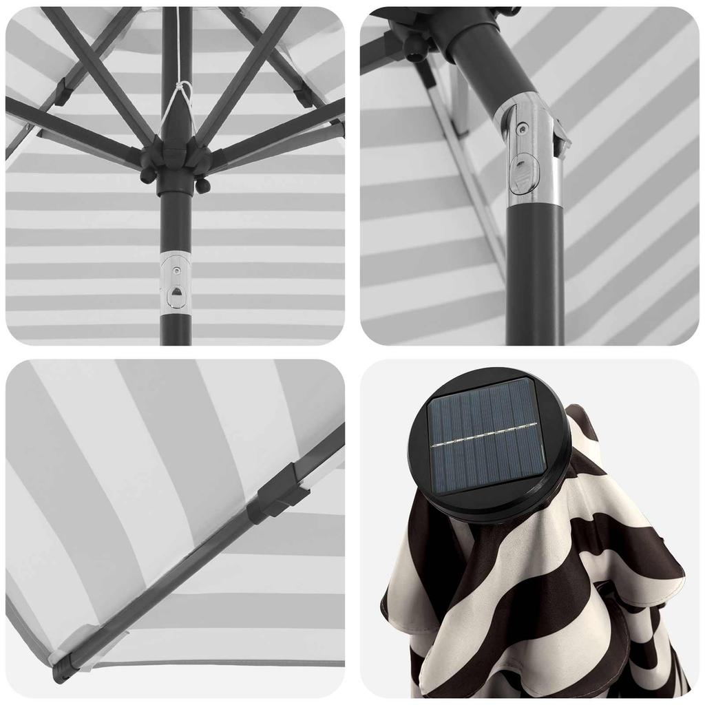 Garden Umbrella with LED Lights and Base 200 X 300 Cm