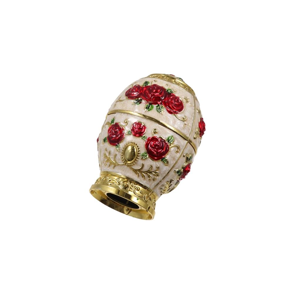 Egg Shaped European Style Toothpick Box Automatic Embossed Rose Pattern Floral Toothpick Holder Retro Press Type