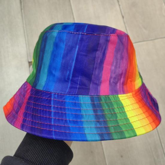 Damen Herren Fischerhut Regenbogen Farbblock Hut Wendbar Tragbarer Eimerhut Sommer Outdoor Sonnenhut Mode Bunter Fischerhut