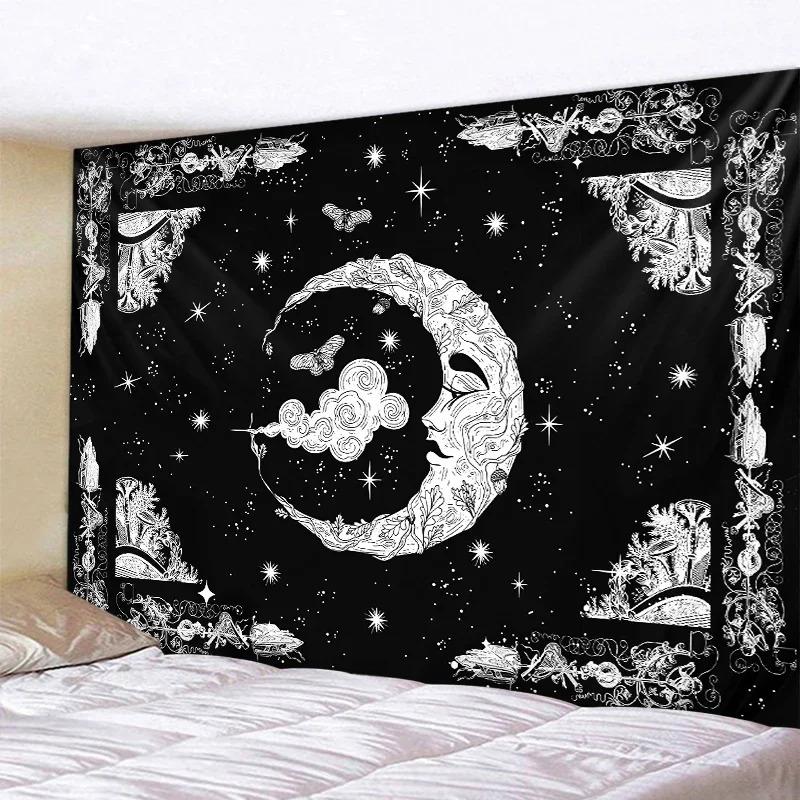 VIKAMA Dark Starry Sky Moon Tapestry Dreamlike Star And Moon Element Tapestry Bedroom Headboard InstagramStyle Decor Tapestry