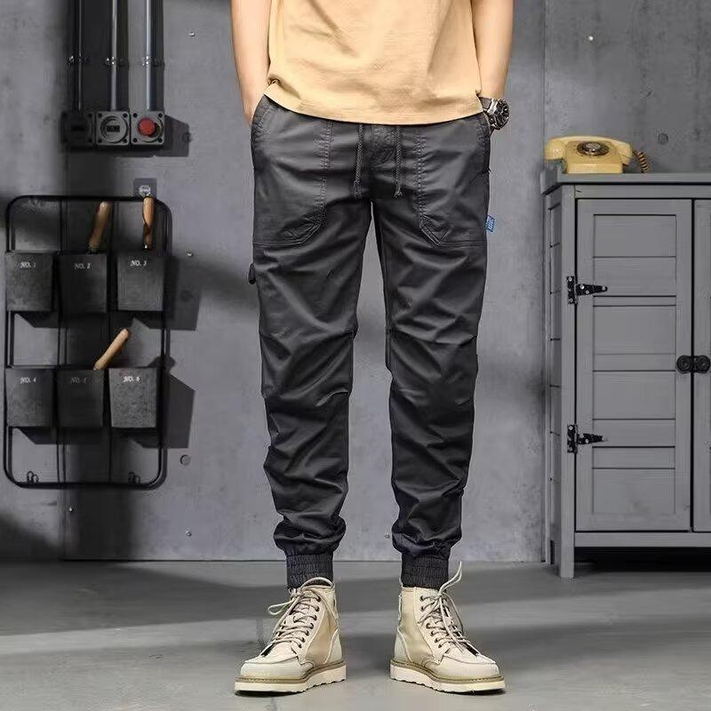 American tooling pants men's spring and autumn new trend fashion loose casual pants loose tied nine-point pants