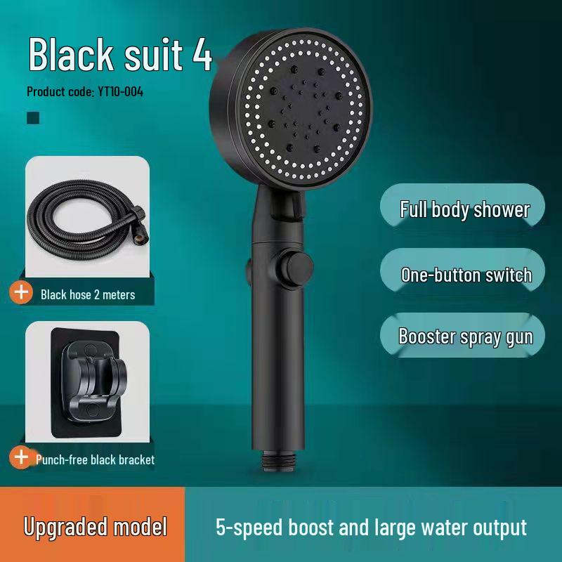 Handheld Lotus Shower Head with Heater and Bracket Set for Bathroom