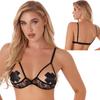 Bralette in Pizzo Floreale Sfoderato da Donna Design Senza Ferretto Morbido Comfort Spalline Regolabili Reggiseno Velato