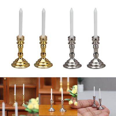 2Pcs Dollhouse Candles Candle Holders for Candlesticks Furniture Ornaments Candle Stick Candle Holder Home Furniture