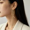 Golden Hollow Fish-Shaped Metal Dangle Earrings - Unique Animal Design
