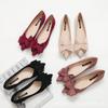 Fashion Large Size Spring Bow Flats Shoes Woman Butterfly-Knot Ballets Office Shoes Pointed Toe Shallow Slip On Foldable Ballerina