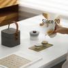 Outdoor Portable Ceramic Tea Set: One Pot, Three Cups, Gradient Grey Glaze for Travel and Business Trips
