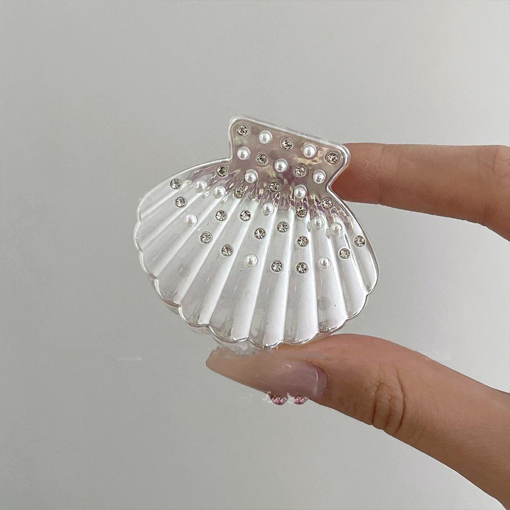 Creative Hairpin Pearl Shell Hair Clip Plastic Acrylic Small Hair Claw Holiday Style Hair Accessories Small Grab Clip Girls