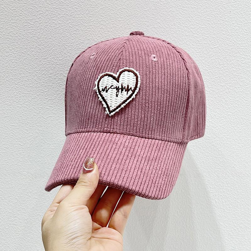 Corduroy Heart Baseball Cap With Adjustable Fit And Sunshade For Spring Autumn Wear