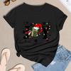 Women's Casual Christmas Printed Short Sleeve T-Shirt with Festive Holiday Design