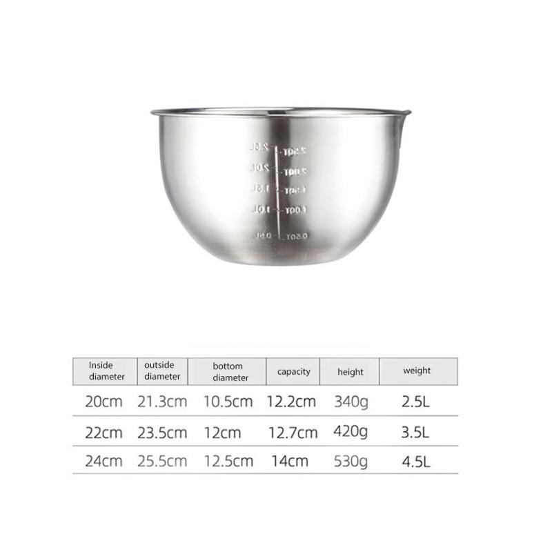 Stainless Steel Mixing Bowls Non Slip Whisking Bowls for Salad Cooking Baking