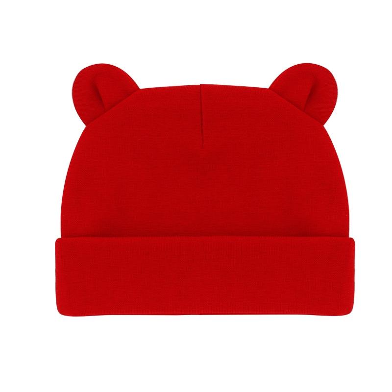 Baby Hat Comfortable Solid Color Hats Cute Ear Shape Cotton Cap Newborn Photography Props 0-3Months Infant Bonnet Autumn Spring
