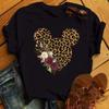 2025 New T Shirt Women Flower Clothes Leopard Print Kawaii T-Shirt Summer Tops Harajuku Black Women Tees