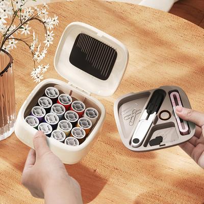 1 Set Magnetic Sewing Box with 20 Needles 16 Thread Scissors Tape Thimble Needle Threader Portable Travel Sewing Tools Kit Sewing Crafts Enthusiast