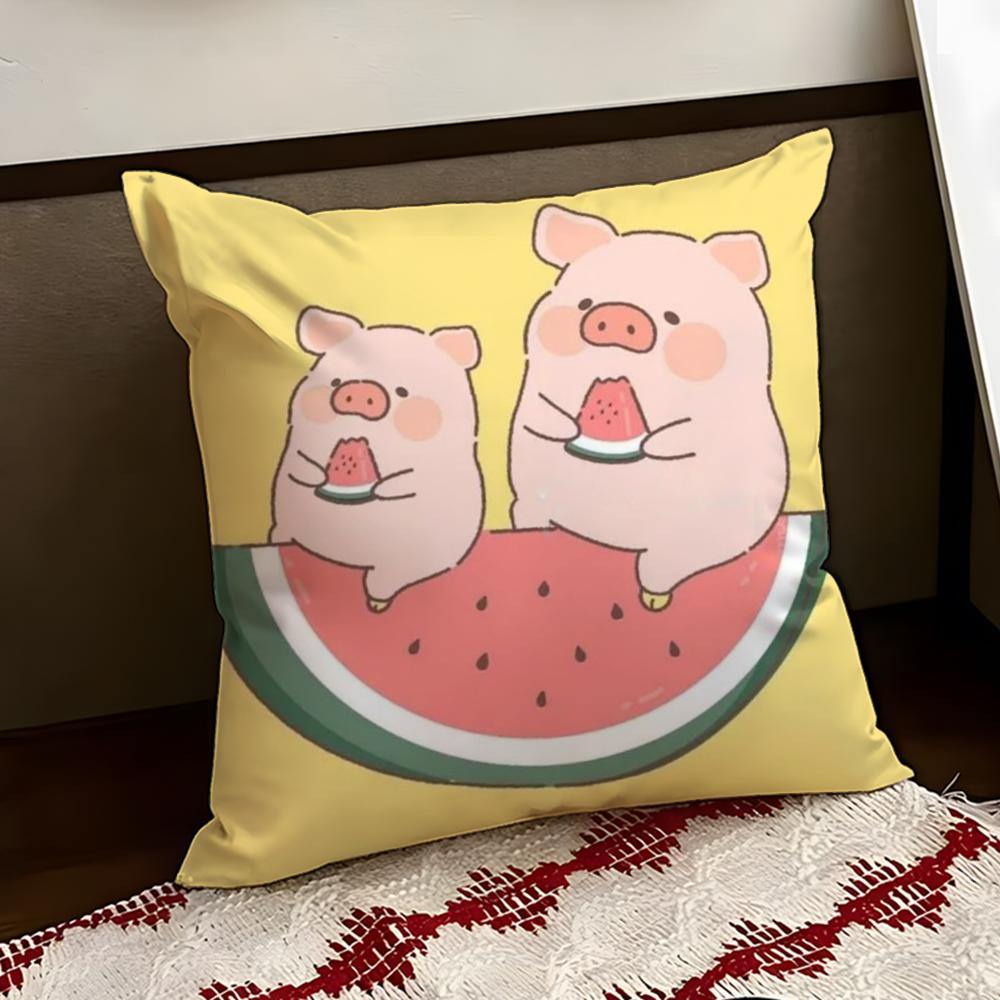 Cartoon LLulu Pig Pink Cushion Cover Reversible Soft Durable Pillow Cover Home Car MultiScene Use for Daily Comfort