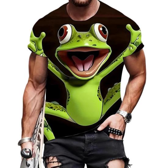 Men Funny Casual T-shirt Cartoon Animal Prints Tee Shirt Round Neck Short Sleeve Pullover for Daily Wear Street Party Beach