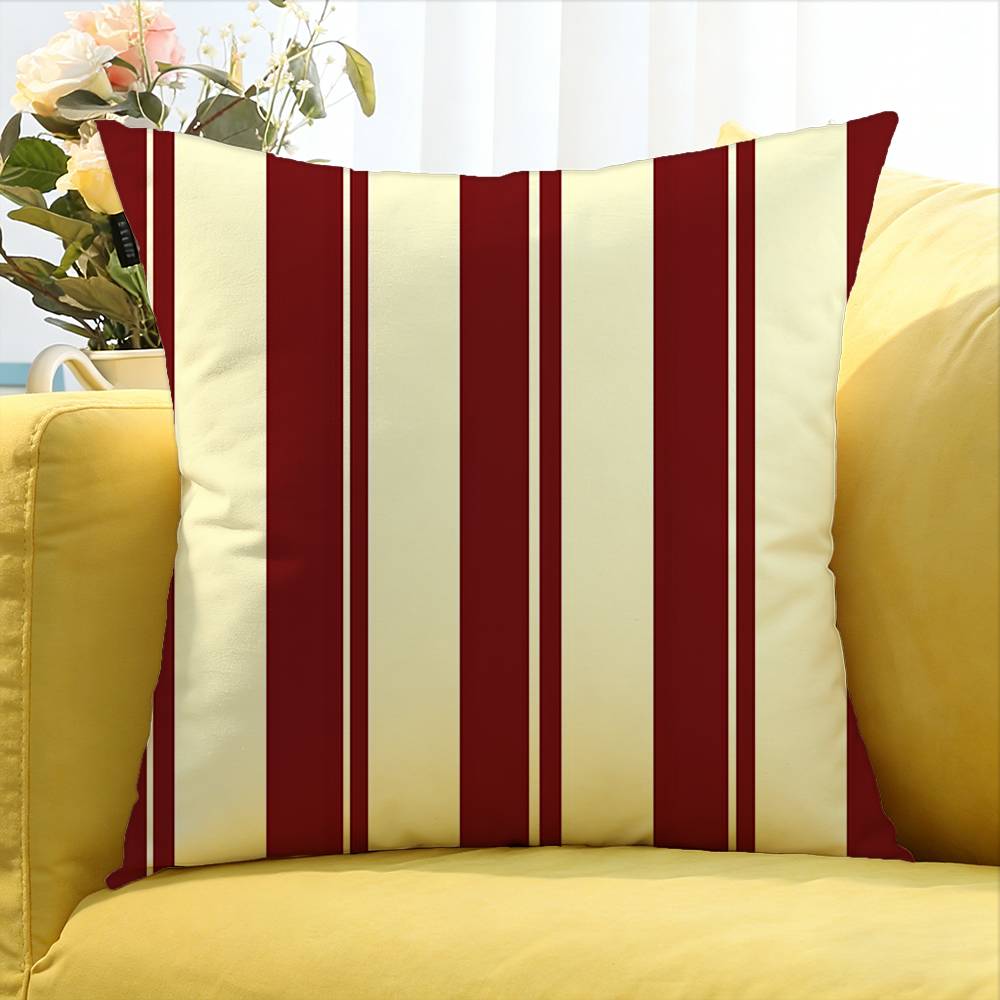 Burgundy White Stripe Pattern Various Sizes Square Pillow Case For Car Home Bedchamber Decor