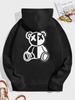2024 Hot Selling Autumn and Winter Loose and Comfortable Hoodie Men's Cartoon Bear Print Fleece Sweatshirt Long Sleeve S-3XL