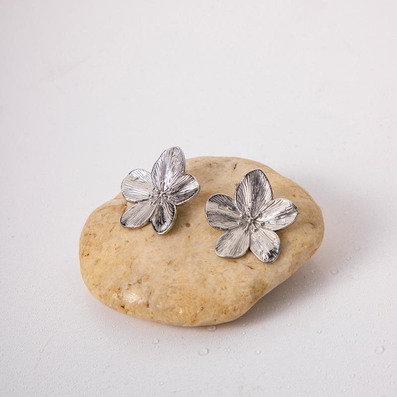 1 Paar Vintage Overdreven Bloem Metalen Stud Oorbellen Voor Vrouwen Meisjes Eenvoudige Geometrische Grote Oorbellen Feest Sieraden Cadeaus