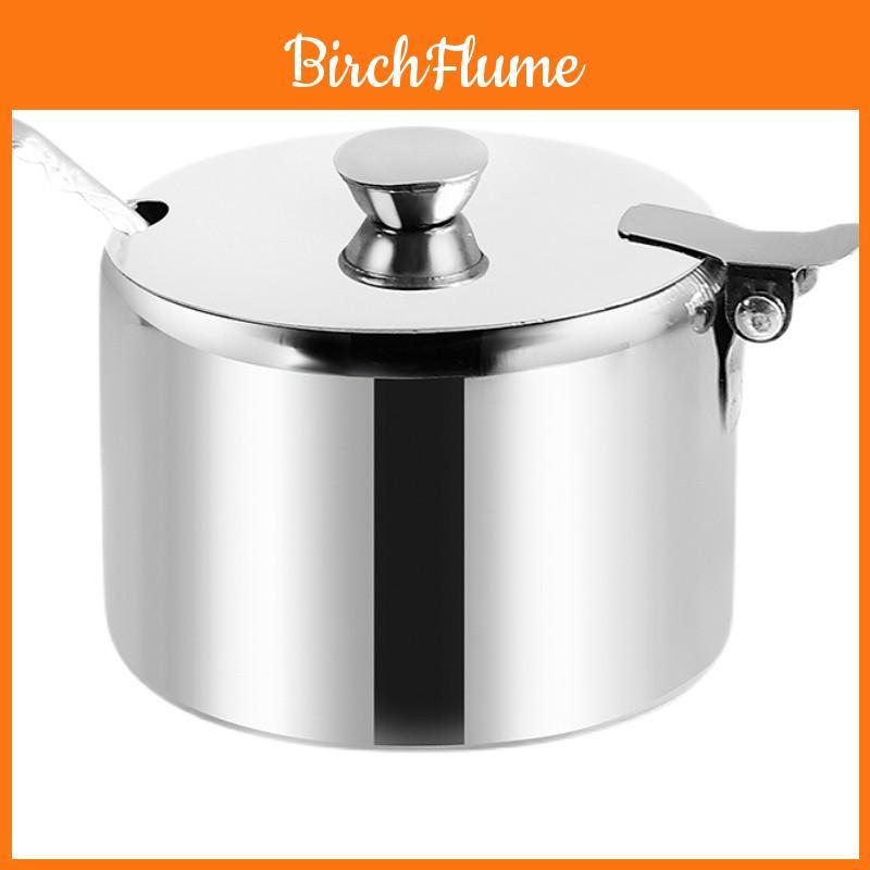 Modern Minimalist Stainless Steel Spice Jar With Handle And Spoon For Home Cooking Storage