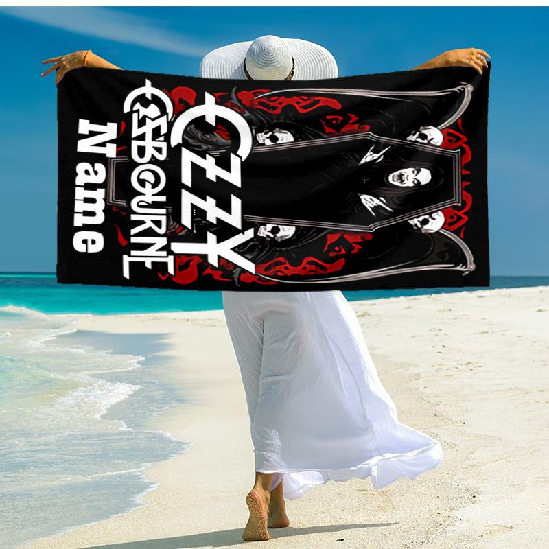 Personalized customized proof beach towel with rock Ozzy Osbourne pattern - soft, absorbent,quick-drying,perfect swimming,camping&bathing