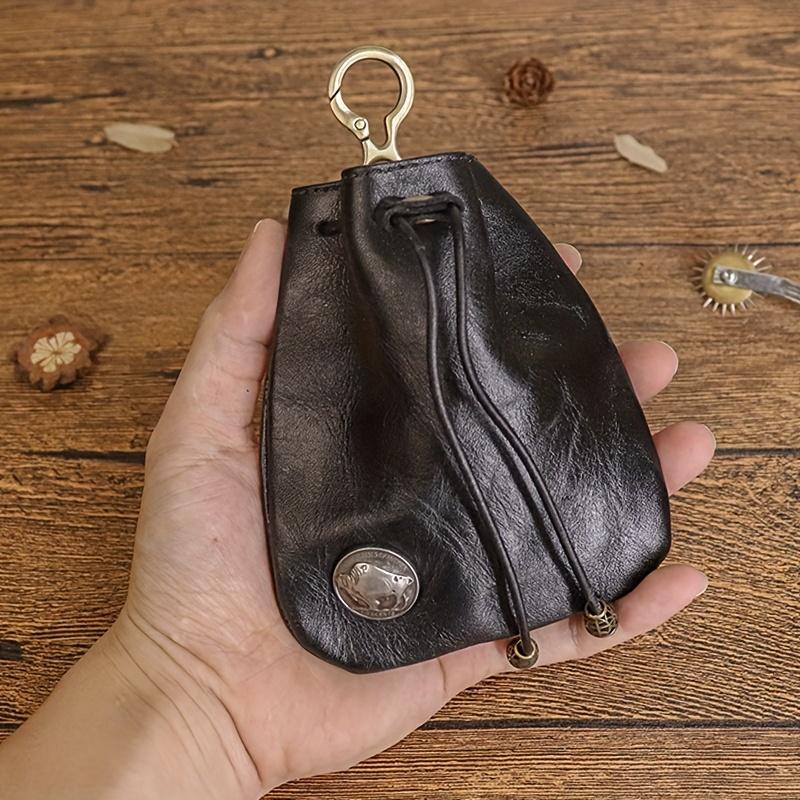 Leder Vintage Münzbörse Mini Aufbewahrungstasche, Klassischer Stil Kompakt Und Tragbar, Anti-Verlust Und Anti-Diebstahl, Multifunktionaler Schlüsselhalter