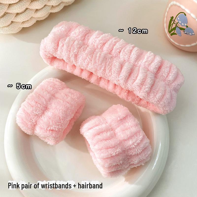 Adorable Cartoon Toast & Rice Ball Flannel Face Wash Wristbands: Moisture-Proof, Absorbent Hair Band Set for Autumn & Winter (3 Pieces)