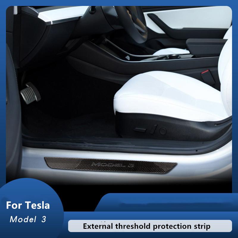 Carbon Fiber Threshold Strip For Tesla Model 3 Door Sill Strip Protector Stickers Welcome Pedal Decoration Car