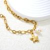 Summer Beach Starfish Shell Pearl Pendant Gold Necklace Women's Jewelry Accessory