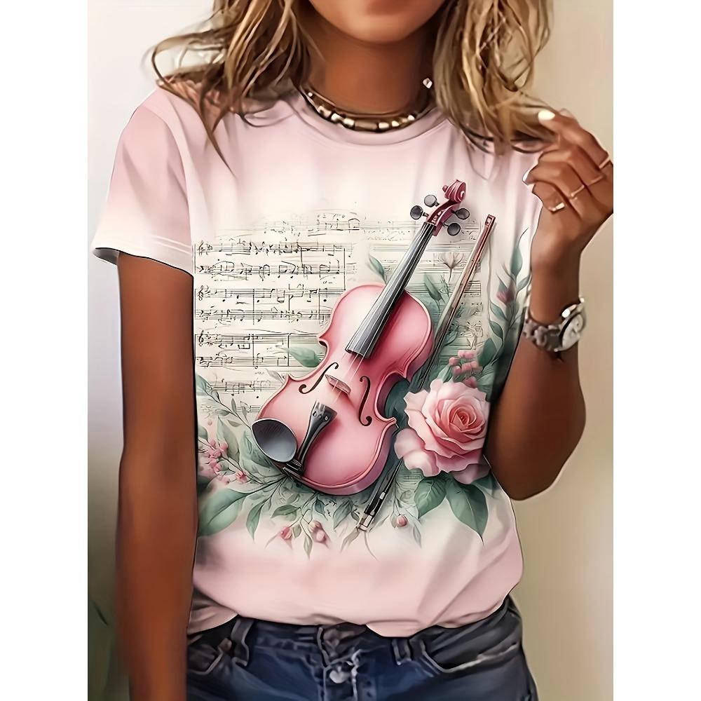T-shirt Women's Summer Casual Round Neck Short Sleeve Floral Pattern Top Loose Casual Wear Ladies T-shirt Mother's Day Gift