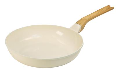 Nansen Japan Pánev Lehká a snadno použitelná Keramická pánev Bílá barva x Rukojeť 26 cm Bílé Dřevu podobné Odlitek