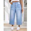 Plus Size Women's Casual Loose Fit Mid-Length Denim Shorts