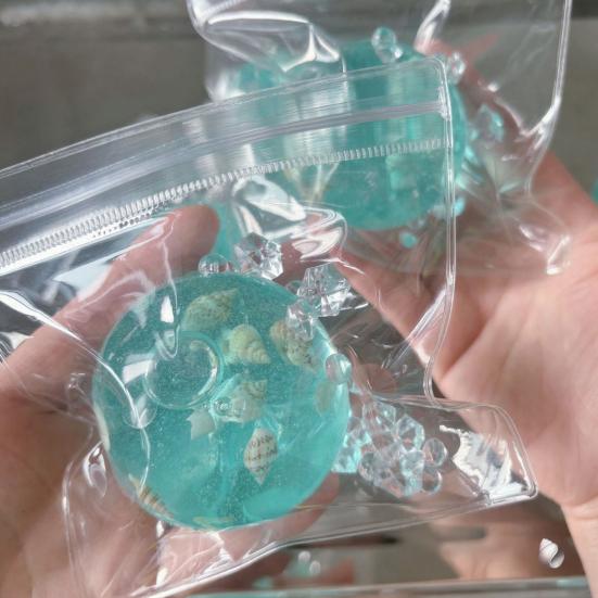 1/2 Pièces Boule Anti-Stress Plage Océan Soulagement de l'Anxiété Balle Transparente Jouet à Presser avec Coquillages à l'Intérieur Relaxation pour Travailleurs de Bureau Balle Sensorielle
