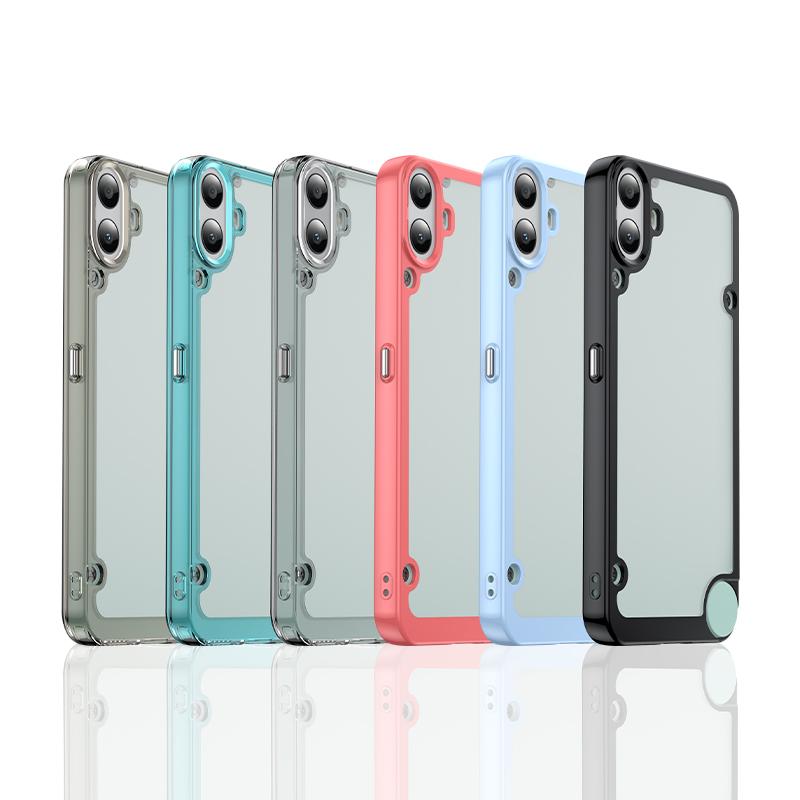 Capa de Celular Acrílica à Prova de Choque para Nothing CMF Phone 1 Transparente com Moldura Colorida Doce Tampa Traseira para Nothing Phone 2A 2 1