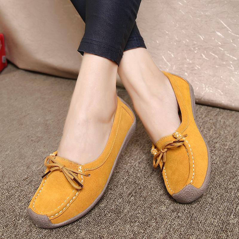 High Quality Genuine Leather Women Flats Fashion Casual Women Shoes Moccasins Shoes Woman Slip On Flat Shoes Black Ladies Shoe