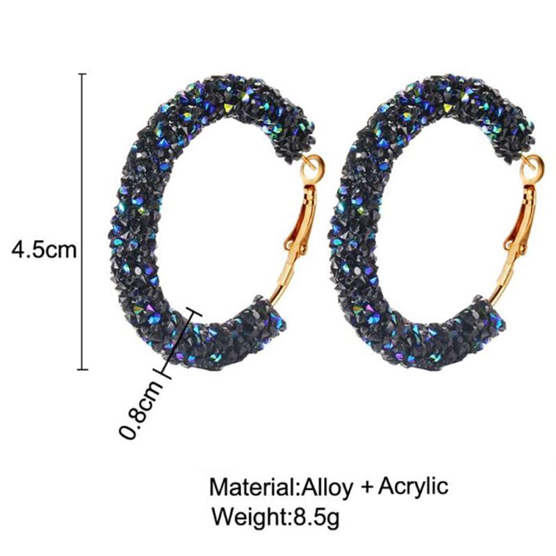RUI RUI YU 1 Pairs Of Men And Women Earrings Alloy Retro Style Exaggerated Circle Crystal Earrings