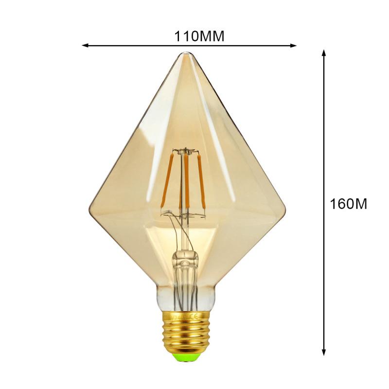220V 4W E27 LED Lamp Retro Style Homestay Bar Restaurant Internet Cafe Diamond-shaped Decorative