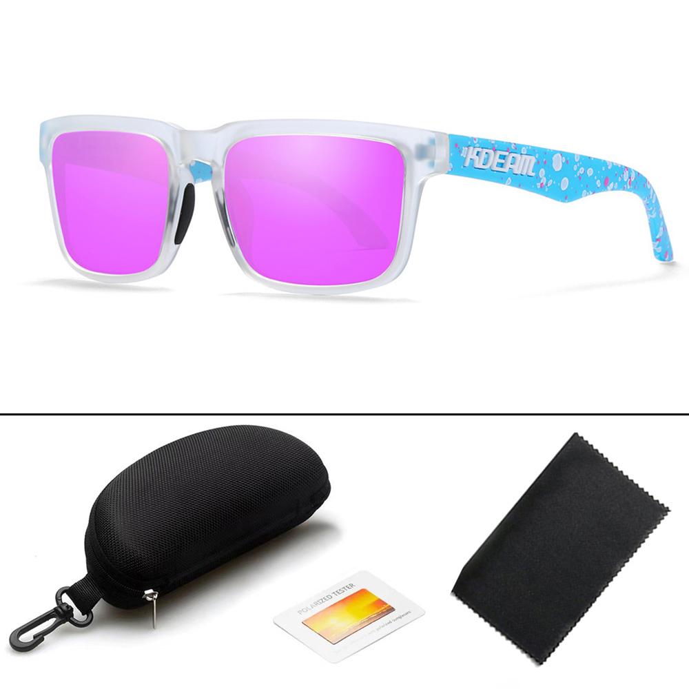 KDEAM Occhiali da Sole Polarizzati Quadrati Unisex Stile Retro per Esterno Leggeri Comodi Moda Occhiali da Sole da Donna Con Custodia Rigida
