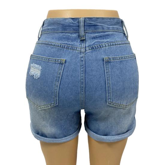 Jean Shorts for Women High Waisted Ripped Distressed Denim Shorts Summer Stretchy Casual Shorts with Pockets