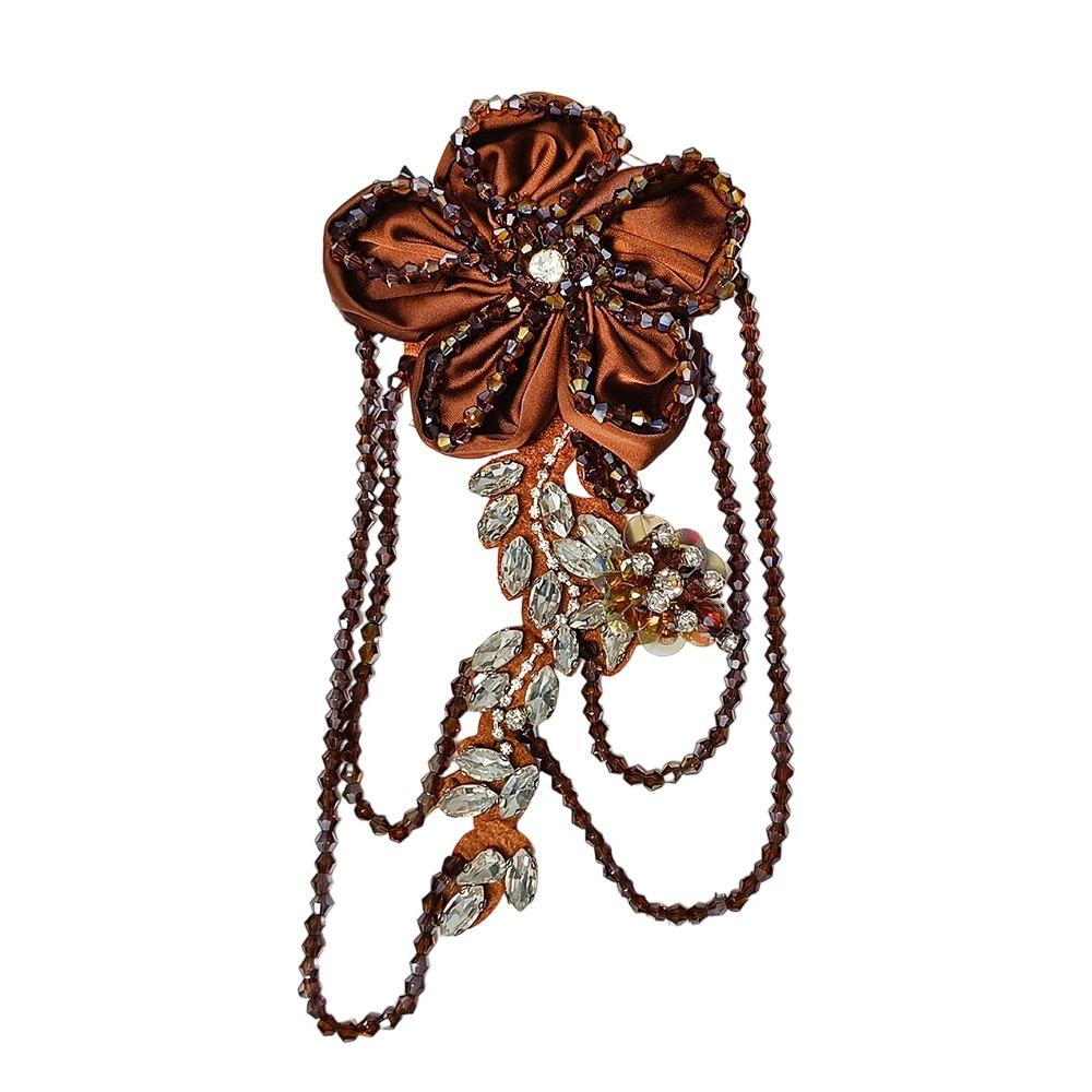 Hand Sewn Crystal Tassel 3D Shape Handmade Flower Fabric Flower  Clothing Embellishment