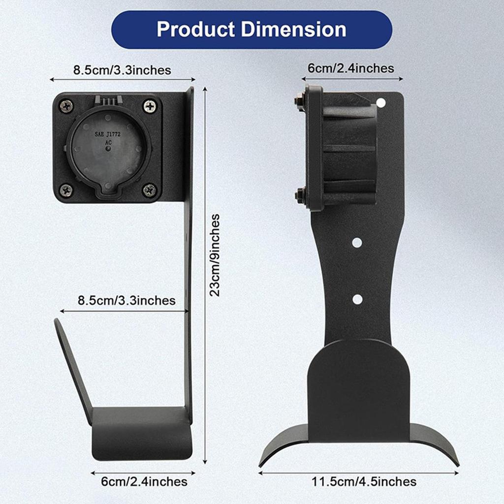 EV Charging Cord Hanger for J1772 Type Charger Holder Wall Mount Nozzle Holster Dock Mobile Charger Cable Organizer