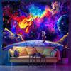Blacklight Galaxy Astronaut Tapestry UV Reactive Psychedelic Wall Hanging Trippy Bedroom Dorm Home Decor