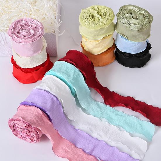 1 Rol 900x4CM Geplooide Lintrand DIY Naaien Bloem Bruidsboeketten Cadeauverpakking Ruche Rand Lint Effen Polyester Decoratief Lint