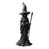 Resin Witch Statue Halloween Home Decoration Figurine Standing Witch with Staff Detailed Texture for Indoor Outdoor Display